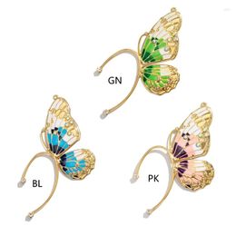 Backs Earrings Metal Oil Drip Butterfly Clip For Women Ear Without Piercing Sparkling Zircon Cuff Fashion Jewelry