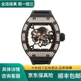 Richarmill Watch Automatic Mechanical wristwatch Luxury watches mens Swiss Sports Mens Series Full Hollow RM055NTPT Carbon Fiber Original Diamond 18K Ros WNJ4V