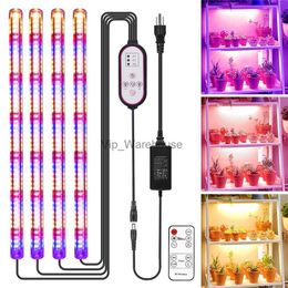 Grow Lights 4pack LED Grow Light Bars Full Spectrum Dimmable Plant Lamp 42cm Led Strip Phytolamp Timer for Hydroponics Growing System YQ230927