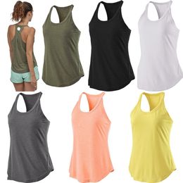 LU-663 Women Racerback Yoga Tank Tops Sleeveless Fitness Yoga Shirts Quick Dry Athletic Running Sports Vest Workout T Shirt