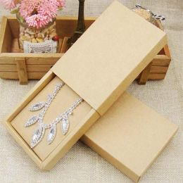 Gift Wrap 48pcs 4 5 3 15 1 0inch Kraft Paper Jewellery Display Box Custom Printed Necklace Pendant Earring Package Cardboard1227a