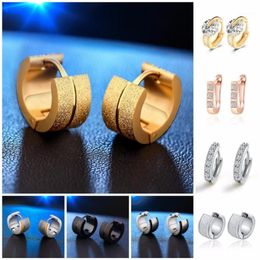 Stud Earrings Whole Mens Cool Stainless Steel Ear Studs Hoop Black Blue Silver Gold3246