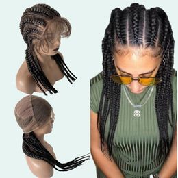 30inches Peruvian Virgin Human Hair Natural Black Colour 180% Density Corn Braids HD Lace Full Lace Wig for Black Woman