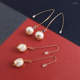 Dangle Earrings Chinese Fashion Natural Freshwater Pearl Femme Gold Colour Brinco Retro Long Tassel Drop Dangler Ear Jewellery Gift