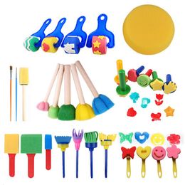 Learning Toys 30 Pieces Paint Sponge Brushes Drawing Colouring Educational Painting Roller Craft Toys Cognition Kindergarten Baby Toy 230926