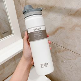 Mugs 530/750ml Thermos Cup with Straw Stainless Steel Thermal Bottle Cover Insulation Straight Tyeso Flask Water Tumbler Mug 230927