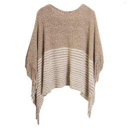 Women's Sweaters Winter Sweater Women Knitted Poncho O Neck Ladies Scarf Tassel Decor Thick Warm And Pullovers Loose Capes