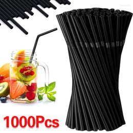 Disposable Cups Straws 1000pcs Black Straw 210mm Long Wedding Party Cocktail Supplies Kitchen Accessories Individual Packaging Plastic Diy