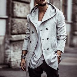 Men's Trench Coats Mattswag Woollen Slim Fit Hoodie Jacket Coat Autumn Winter Warm Trend Cardigan For Men Fashion Street Outdoor Clothing