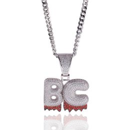 Hip Hop Jewellery Iced Out Custom Name White Drip Letters Chain Necklaces & Pendant with Rope Chain239Q