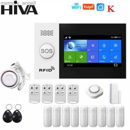 Alarm systems HIVA Alarm Systems Security Home Wifi Gsm with Pir Motion Sensor Tuya Smart Life Alarm work with Alexa YQ230927