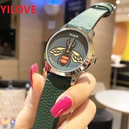 High quality Top model Fashion Lady Watches Casual bee skeleton women leather Strap Clock Luxury female Classic GenerouS Wristwatc306r