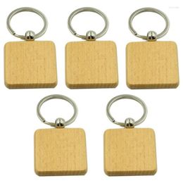 Keychains 150Pcs DIY Blank Wooden Keychain Square Carved Key Ring 40 X Mm