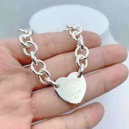 Classic Designer Bracelet chains for men 925 Sterling Silver Heart-shaped Pendant O-shaped Chain High Quality Luxury Brand Designer Jewellery Girlfriend Gift