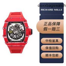 Richardmill Wristwatches Richardmill Men's Series NTPT Carbon Fiber Automatic Mechanical Men's Watch RM35-02 Red Devil with Security Card HBHY