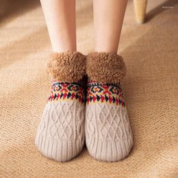 Women Socks Winter Floor Home Warm Snow Sleep Carpet Slippers Men's Non-Slip Ankle Sock Jacquard Chaussette Silicone Pied