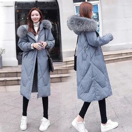 Women's Trench Coats Down Cotton Jacket Women 2023 Winter Korean Slim Fashion Casual Padded Coat Female Large Size Hooded Fur Collar Long
