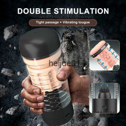 Masturbators Automatic Male Masturbator Cup Realistic Tip of Tongue and Mouth Vagina Negative Pressure Blowjob Stroker Vibrating Oral Sex Toy x0926