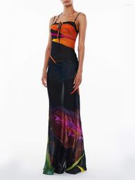 Casual Dresses Women S Summer Slip Dress Fashion Print Front Tie-Up Sleeveless Spaghetti Strap Slim Long