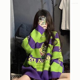 Women's Sweaters Autumn Winter Girls Sweater Korean Street Style Y2K O-Neck LOOSE Full Vintage Keep Warm Women Lovely