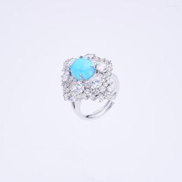 Cluster Rings TIRIM Blue / White Color Opal Ring For Women Fashion Cubic Zircon Party Wedding Jewelry Accessories High Quality Gift