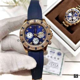 Watch Designer Men Wristwatch Daytonass Chronograph Multifunction Luxury Watches Fashion Diamond Three Eye Six Needle Bar Nail Scale Men's Leisure 76Q8