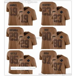 2023 Salute To Service Limited Jersey 19 Deebo Samuel 23 Christian McCaffrey 29 Talanoa Hufanga 85 George Kittle 97 Nick Bosa 80 Jerry Rice 13 Brock Purdy Fred Warner