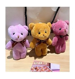 Plush Dolls 14/100pcs/lot Teddy Bear Plush Keychain Student Bag Pendant Car Key Ring Girl Decoration Accessories Gift 230927