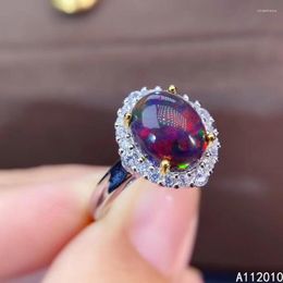 Cluster Rings KJJEAXCMY Boutique Fine Jewellery 925 Sterling Silver Inlaid Natural Gem Black Opal Female Woman Ring Trendy Support Detection