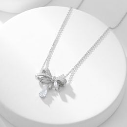 luxury jewerlry 925 sterling silver necklace for women crystal knot pendant charm necklace