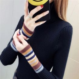 Women's Sweaters Elastic Sweaters Long-Sleeve Female Pullovers Turtleneck Winter Autumn Women Clothes Jumper Streetwear Knitted Tops Black Red S 230927