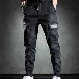 Popular Autumn Cargo Pants Casual Camouflage Jogger Pants Drawstring Multi Pockets Bottoms Ankle Tied Trousers for Daily Wear292c