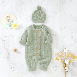 Rompers Baby Rompers Hats Costumes Autumn Winetr Casual Knitted born Boys Girls Jumpsuits Outfit Toddler Long Sleeve Children Clothes 230926