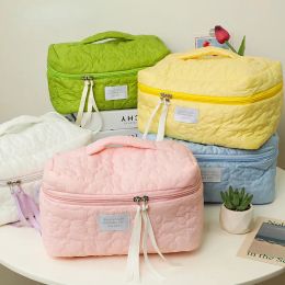 Large Capacity Ladies Cosmetic Bag Quilting Flower Female Travel Makeup Cases Handbags Simple Portable Women's Storage Bags