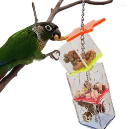 Other Bird Supplies Parrot Feeding Toy Boredom Buster Forage Box Hanging Treat Foraging Toys Acrylic Food Feeder Birds C42