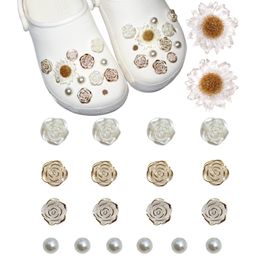 Shoe Parts Accessories Decoration Charms For Cros Clogs Sandals Bling Jewellery Pack Women Girls Fashion Pearl Camellia Rose Flowers P Ot47D