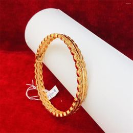 Bangle Elegant Dubai Gold Plated Quality Bangles Bracelet For Women Luxury Designer Copper African Bridal Wedding Dress Jewelry