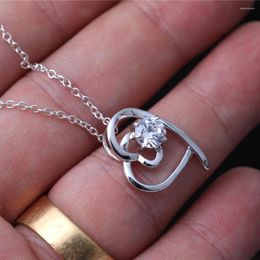 Pendant Necklaces Wholesale 925 Sterling Silver Color Eternal Love Crystal Jewelry Necklace For Women/men Chain