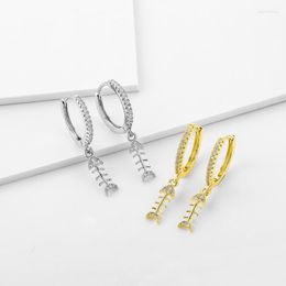 Dangle Earrings Gold Silver Colour Cubic Zircon Simple Fish For Women Jewellery Accessories