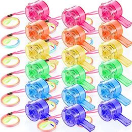 18pcs LED Light Up Whistle Glow Luminous Whistles Toys Bulk Pendant Glow In The Dark Favours Birthday Party Necklace Kids Gifts