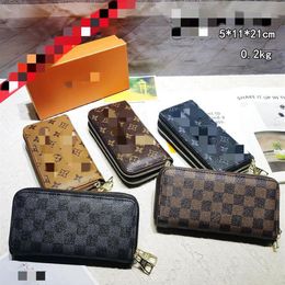 Quality Letter Unisex Wallet Large and Small Lattice Stitching Mens Suit Clip Designer Built-in Credit Card Slot Clutch Bags Brand213G