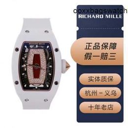 Richardmill Wristwatches Richardmill RM0701 White Ceramic Case Cutout Dial Set with Diamond Red Lips Womens Watch Automatic Mechanical Swiss Luxury Watches L HBU9