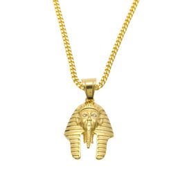 Egyptian Pharaoh Cleopatra Pendant Ancient Egypt Jewellery Hip Hop Necklace Link Chain 24k Pure Gold Plated Necklace3083