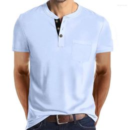 Men's Polos 2023 European And American Short Sleeve Button Pocket Polo Shirt Men Shirts Ropa De Hombre Clothing Solid Colour