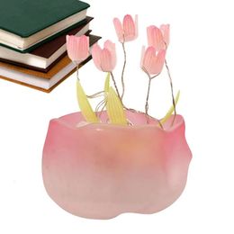 Decorative Objects Figurines Tulip Night Light Handmade DIY Materials Home Decoration Bedroom Ornaments Girl Friend Family Birthday Gift Wedding Proposal 230921