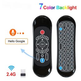 T120 Mini 2.4G Wireless Keyboard Fly Air Mouse 7 Colors Backlit Keyboard Touchpad Remote Controller for Android TV BOX English