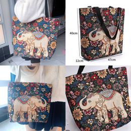 Fashion Evening Bags Yunnan Xishuangbanna Embroidered Gold Silk Elephant Canvas Shoulder Bag Is a Great Gift Washable and Machine 230828