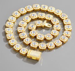 Men/Women Fashion Europe/America Hip Hop Punk Moissanite Diamond Cuban Link Chain 11mm Large Tennis Chain Solid Back Necklaces Jewellery
