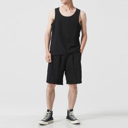 Men's Tracksuits Summer 2pcs Set Sleeveless T-Shirt Suit Quick Dry Tank Top And Shorts Tracksuit Male Fitness Running Vest Sportswear