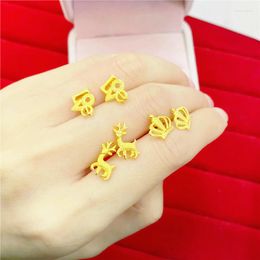 Stud Earrings Gold-plated Imitation Vietnam Hard Gold For Women Small 24k Temperament Cute